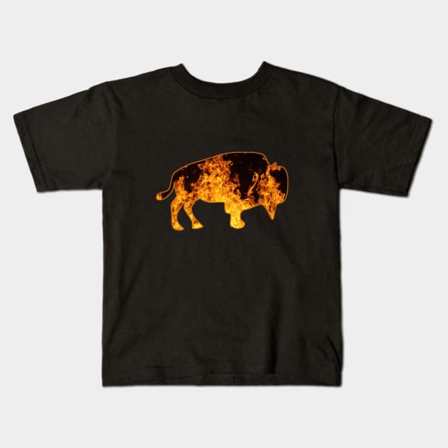 Fire Bull, Firey Musk Ox Texture Kids T-Shirt by Salaar Design Hub